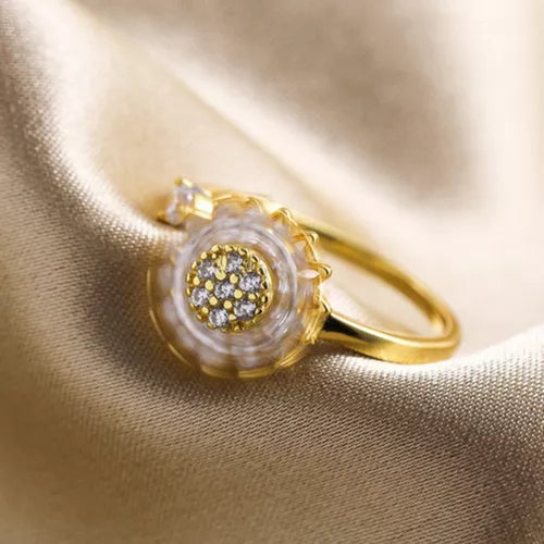 Anillo Girasol Giratorio® | Baño de Oro + Caja de regalo
