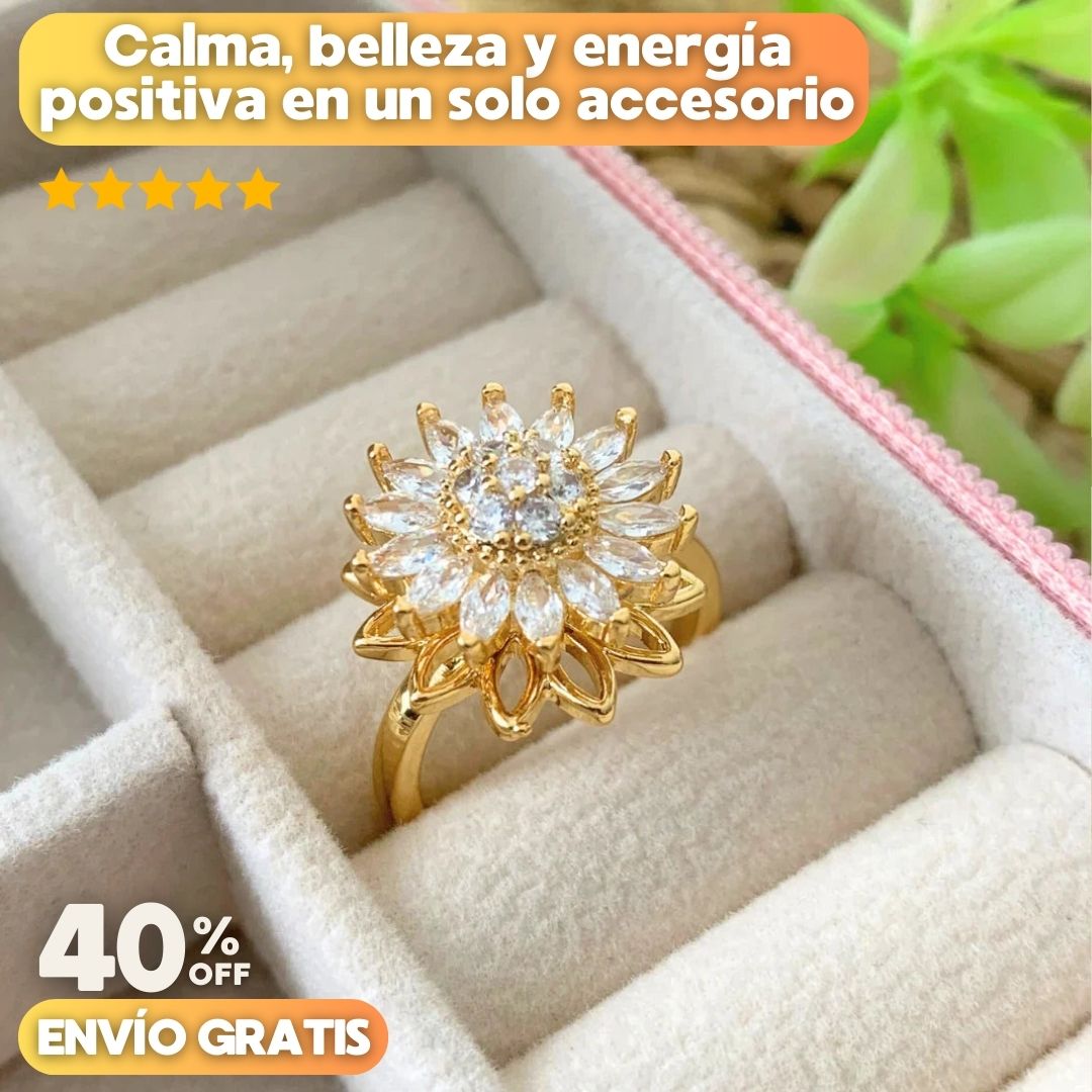Anillo Girasol Giratorio® | Baño de Oro + Caja de regalo